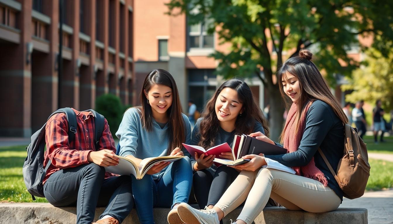 Student preparing for exams with study materials