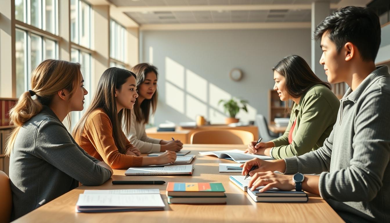 Student using a study guide to organize academic notes